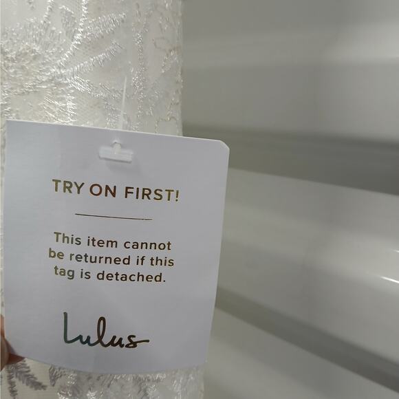 Lulus Bridal Wedding Gown Dress Size Small White Embroidered Beaded Sleeveless - Picture 4 of 14